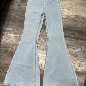Forever 21 Blue Flare Wide Leg Jeans